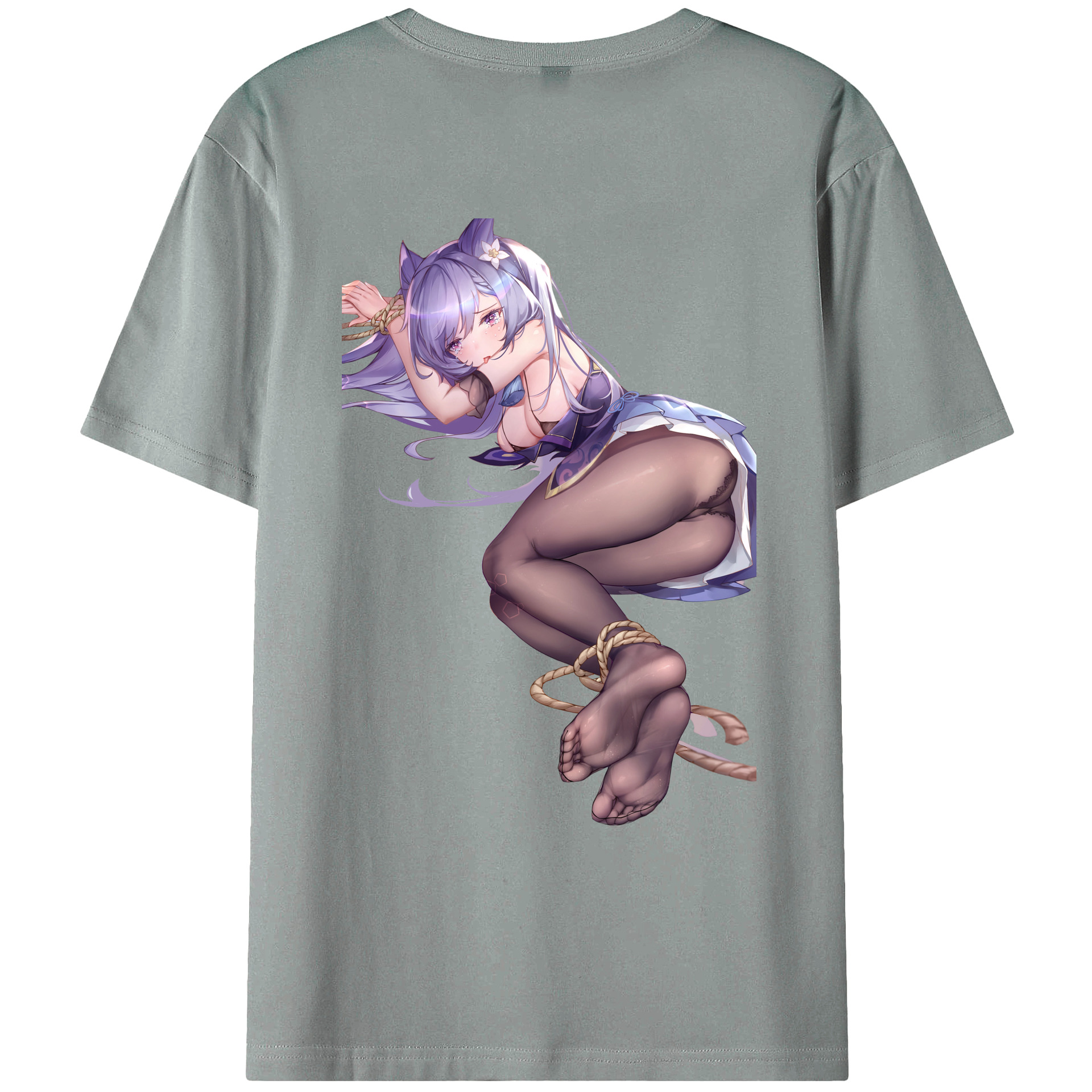 げんし神 刻晴 こくせい genshin Kokusei 綿100％ メンズ半袖Tシャツ（バックプリント） 通気性